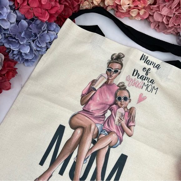 Eco-Friendly Mama of Drama Girl Mom Folding Tote Bag - Picture 7 of 14